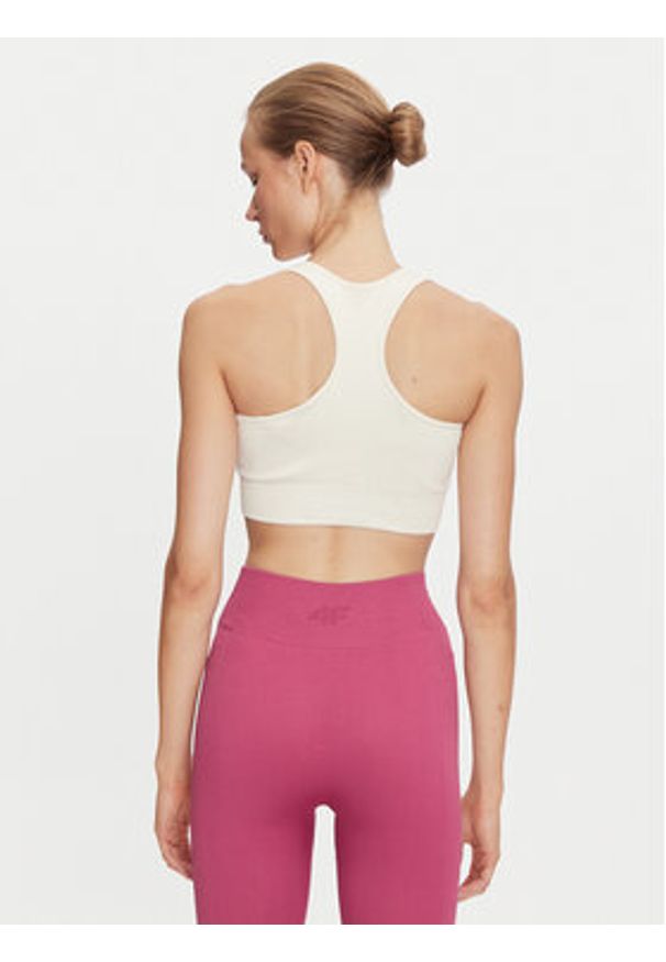 4f - 4F Biustonosz sportowy 4FWAW24USBAF141 Écru. Materiał: syntetyk