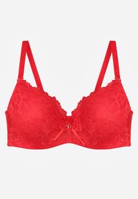 Renee - Czerwony Biustonosz Ozdobiony Koronką i Kokardką Aqiany. Kolor: czerwony. Materiał: koronka. Wzór: koronka, aplikacja #2