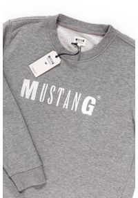 Mustang - MUSTANG BLUZA Logo Sweatshirt MID GREY MELANGE 1006290 4140. Kolor: szary. Wzór: nadruk, melanż #7