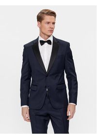 BOSS - Boss Garnitur H-Huge-2Pcs-Tux-224 50493306 Granatowy Slim Fit. Kolor: niebieski. Materiał: wełna #8