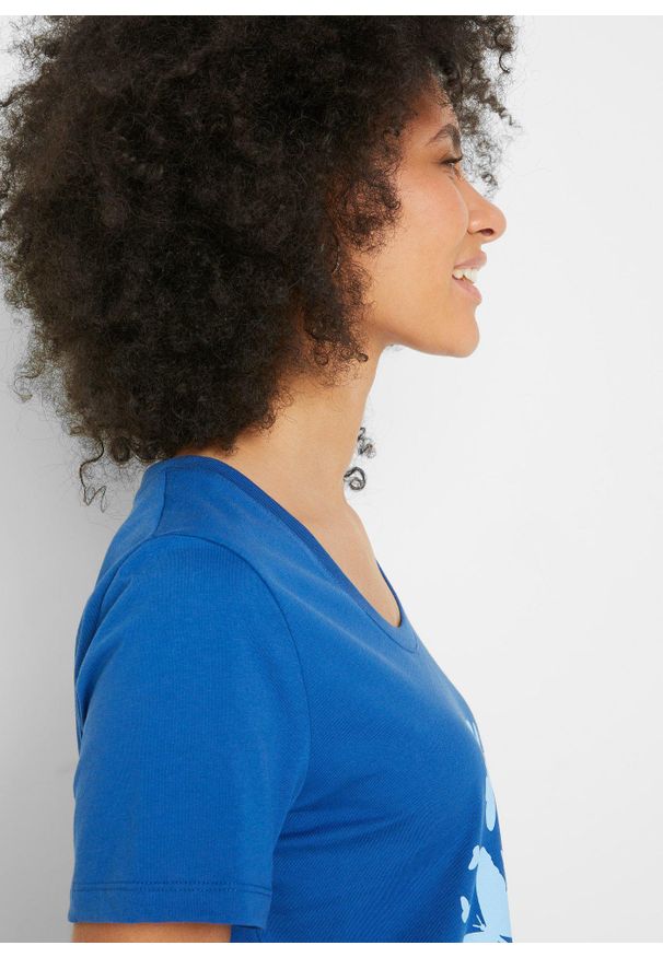 bonprix - T-shirt. Kolor: niebieski. Długość rękawa: krótki rękaw. Długość: krótkie. Wzór: nadruk