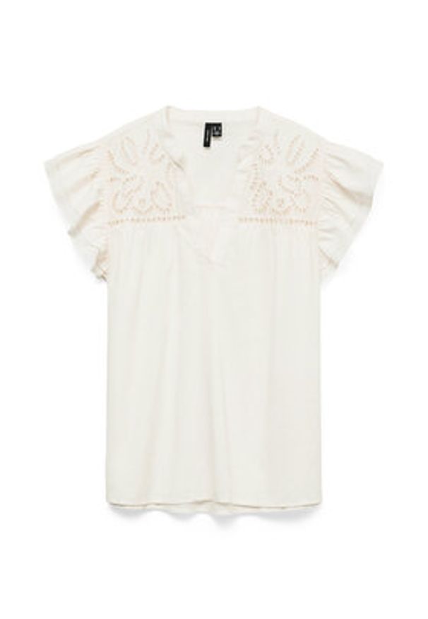 Vero Moda Bluzka Line 10347292 Biały Regular Fit. Kolor: biały. Materiał: bawełna