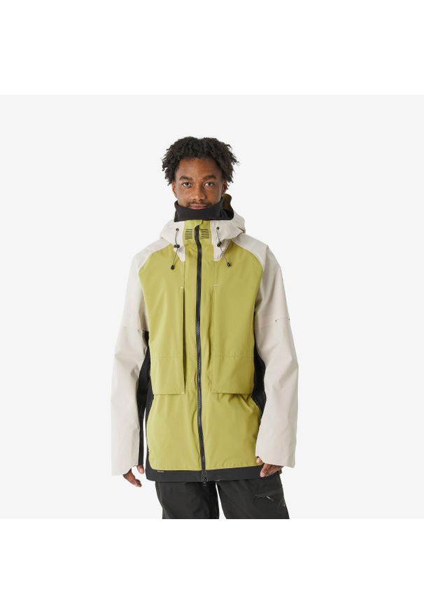 DREAMSCAPE - Kurtka snowboardowa męska Quechua SNB 900. Kolor: czarny, beżowy, wielokolorowy, zielony. Materiał: materiał. Sezon: zima. Sport: snowboard