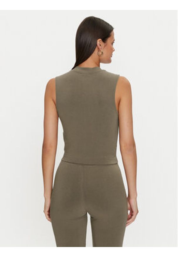 Guess Bluzka Elea V4YP04 KCDN0 Khaki Regular Fit. Kolor: brązowy. Materiał: wiskoza