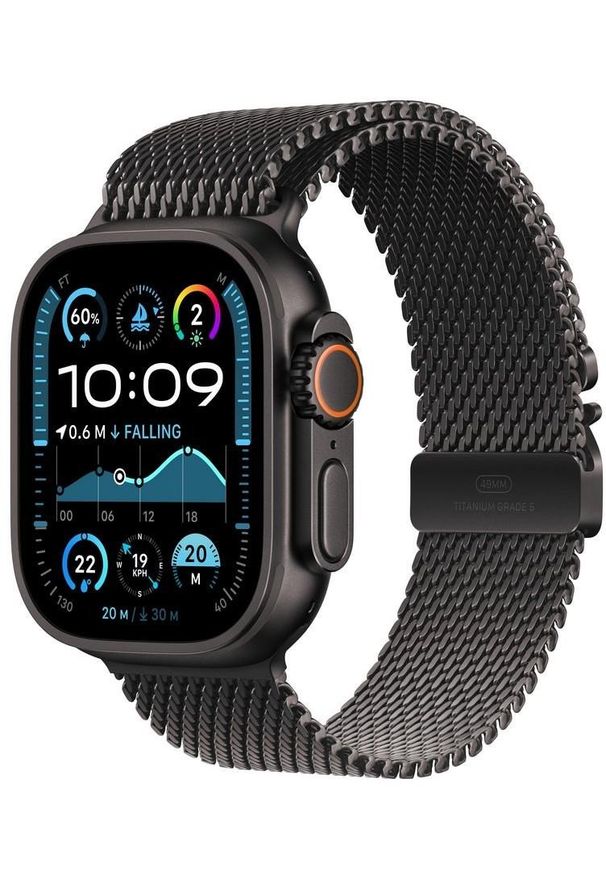 APPLE - Smartwatch Apple Watch Ultra 2 GPS + Cellular 49mm Black Titanium Case Milanese Loop M Czarny (MX5V3UL/A). Rodzaj zegarka: smartwatch. Kolor: czarny