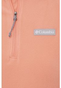 columbia - Columbia bluza sportowa Ali Peak II damska kolor pomarańczowy gładka. Kolor: pomarańczowy. Materiał: polar, materiał, włókno. Długość rękawa: raglanowy rękaw. Długość: krótkie. Wzór: gładki. Styl: sportowy