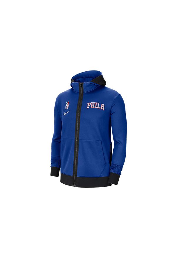 Nike - Bluza męska nike nba philadelphia 76ers showtime therma flex hoodie rush blue. Kolor: niebieski. Sport: bieganie