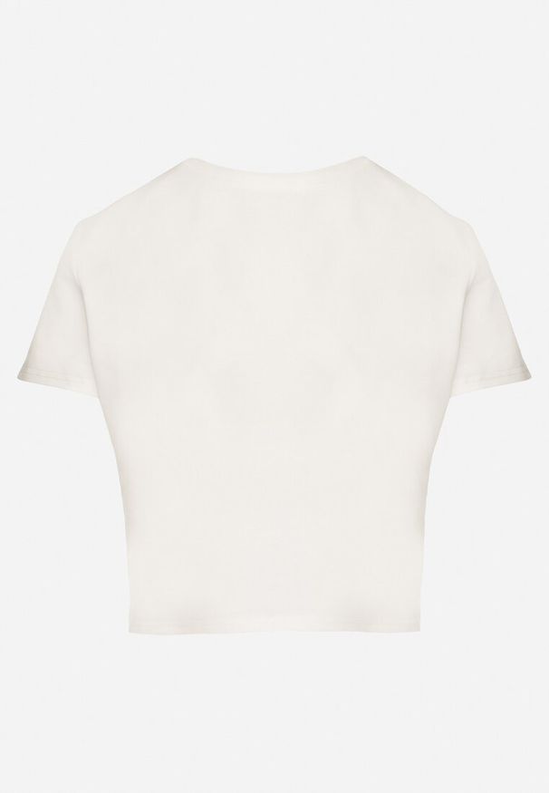 Born2be - Biały T-shirt z Bawełny o Krótkim Kroju Galarina. Okazja: na co dzień. Kolor: biały. Materiał: bawełna. Długość: krótkie. Styl: klasyczny, elegancki, casual