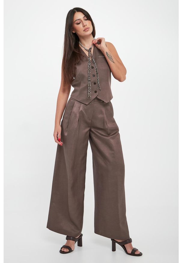 Kamizelka damska lniana PESERICO. Materiał: len