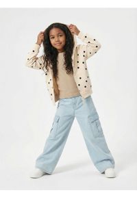 Sinsay - Jeansy cargo wide leg z efektem sprania - niebieski. Kolor: niebieski #1