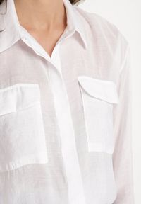 Born2be - Biała Koszula z Modalem i Ozdobnymi Kieszeniami Mavisene. Okazja: na co dzień. Kolor: biały. Materiał: jeans. Styl: klasyczny, elegancki, casual #5