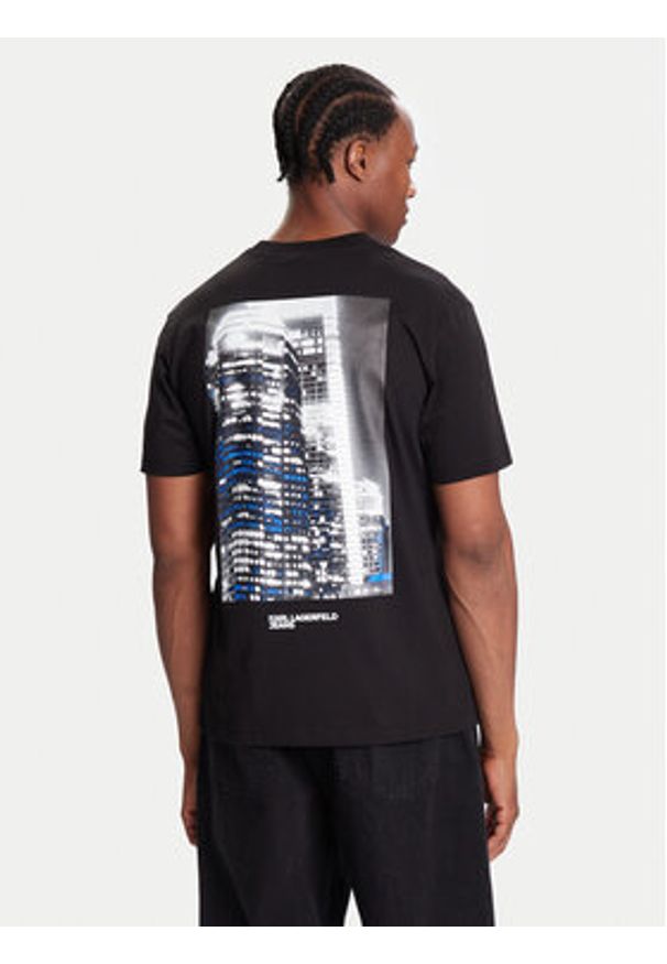 Karl Lagerfeld Jeans T-Shirt A4M17025 Czarny Regular Fit. Kolor: czarny. Materiał: bawełna