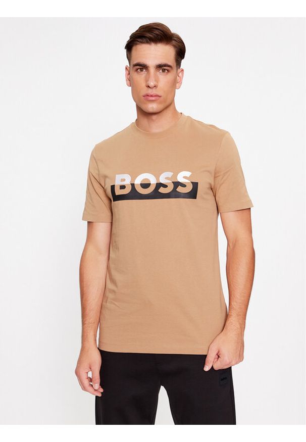 BOSS - Boss T-Shirt Tiburt 421 50499584 Beżowy Regular Fit. Kolor: beżowy. Materiał: bawełna