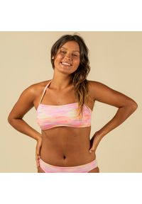 OLAIAN - Góra kostiumu kąpielowego surfingowego damska Olaian Laura Salty. Kolor: pomarańczowy. Materiał: elastan, materiał, poliester