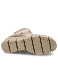 Beżowe Botki Damskie Maciejka Modne Skórzane Buty. Kolor: beżowy. Materiał: skóra. Szerokość cholewki: normalna. Wzór: aplikacja #7