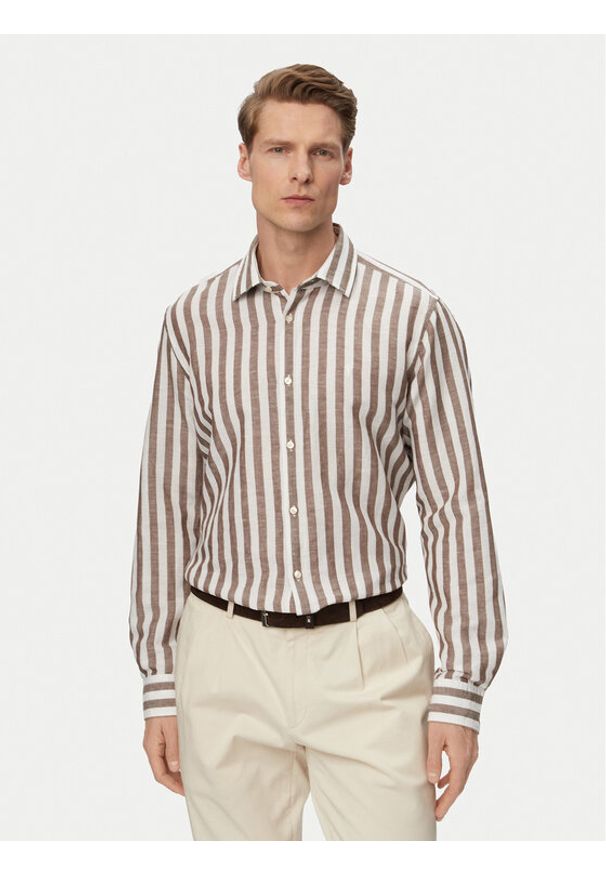 JOOP! Koszula Pit1 30102693 Brązowy Slim Fit. Kolor: brązowy. Materiał: bawełna