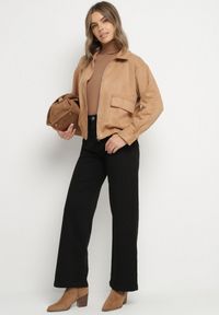 Born2be - Czarne Szerokie Jeansy z Bawełny z Wysokim Stanem Lediane. Okazja: na co dzień. Stan: podwyższony. Kolor: czarny. Wzór: paski. Styl: casual, elegancki #3