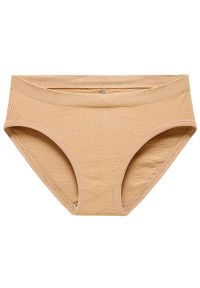 Intica - Figi prążkowane z elastyczną talią Reglindis. Kolor: beżowy. Materiał: prążkowany. Wzór: prążki