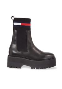 Tommy Jeans Sztyblety Tjw Flatform Chelsea Sock EN0EN02301 Czarny. Kolor: czarny. Materiał: skóra #1