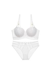 Intica - Biustonosz push-up z figami na co dzień i specjalne okazje Priscella. Kolor: biały. Materiał: materiał, skóra