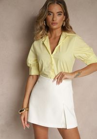 Renee - Żółta Koszula z Bawełny z Bufiastymi Rękawami Silanira. Okazja: na co dzień. Kolor: żółty. Materiał: bawełna. Styl: elegancki, casual