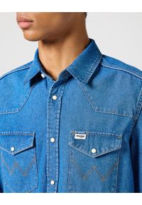 Wrangler - MĘSKA KOSZULA JEANSOWA WESTERN SHIRT MID STONE 112357215. Materiał: jeans