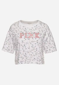 Born2be - Biały Bawełniany T-shirt Oversize w Kwiatowy Print o Krótkim Fasonie Daelinn. Kolor: biały. Materiał: bawełna. Długość: krótkie. Wzór: kwiaty, nadruk #3