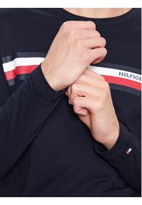 TOMMY HILFIGER - Tommy Hilfiger Longsleeve Monotype Chest Stripe MW0MW32366 Granatowy Slim Fit. Kolor: niebieski. Materiał: bawełna. Długość rękawa: długi rękaw