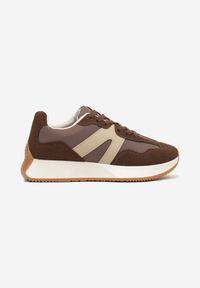 Born2be - Brązowe Płaskie Sneakersy z Geometrycznym Wzorem Nawla. Nosek buta: okrągły. Zapięcie: sznurówki. Kolor: brązowy. Materiał: materiał. Wzór: geometria. Obcas: na obcasie. Wysokość obcasa: niski #6