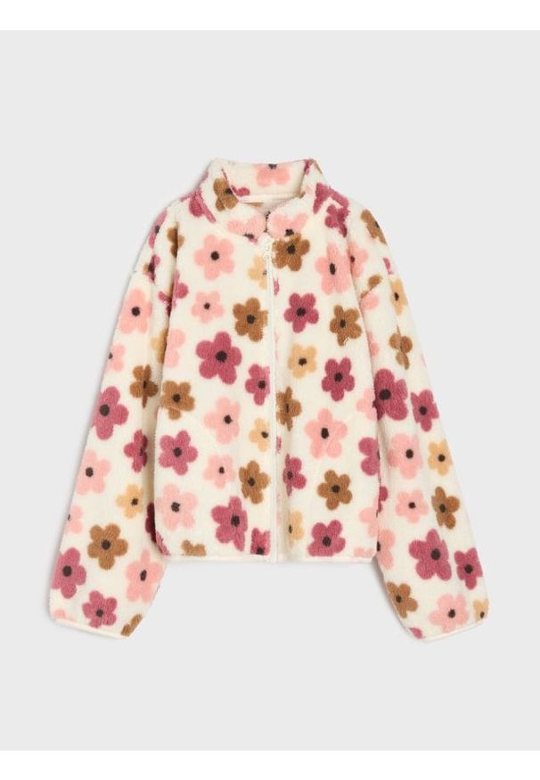 Sinsay - Rozpinana bluza polarowa ze stójką - wielobarwny. Typ kołnierza: kołnierzyk stójkowy. Materiał: polar