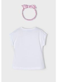 Mayoral T-shirt bawełniany dziecięcy kolor fioletowy. Okazja: na co dzień. Kolor: fioletowy. Materiał: bawełna. Długość rękawa: krótki rękaw. Długość: krótkie. Styl: casual