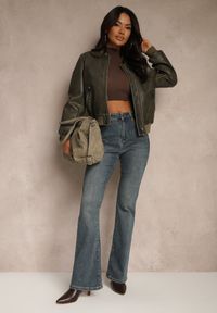 Renee - Niebieskie Jeansy High Waist o Kroju Dzwonów Feseara. Okazja: na co dzień. Stan: podwyższony. Kolor: niebieski. Styl: retro, casual #5
