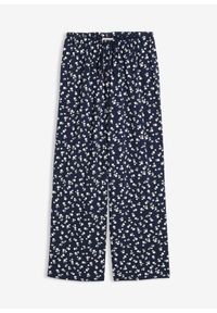 bonprix - Spodnie z dżerseju z fakturą. Kolor: niebieski. Materiał: jersey. Wzór: nadruk. Sezon: lato #1