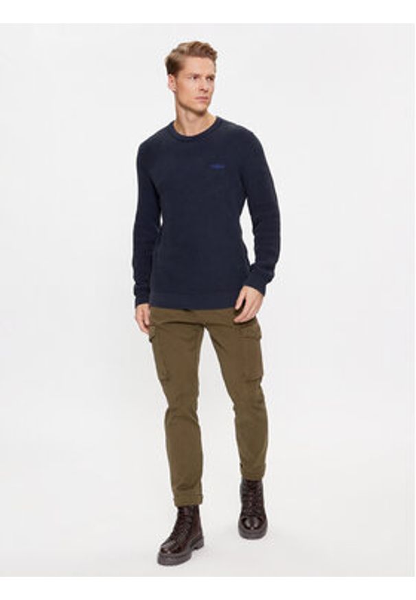 Aeronautica Militare Sweter 232MA1482L512 Granatowy Regular Fit. Kolor: niebieski. Materiał: bawełna