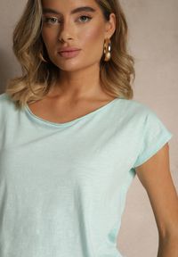 Renee - Jasnozielony Basicowy T-shirt z Bawełny Ralotea. Okazja: na co dzień. Kolor: zielony. Materiał: bawełna. Styl: klasyczny, casual #5
