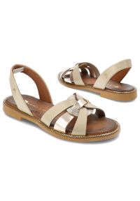 Beżowe Sandały Armodo Modne Buty Damskie. Kolor: beżowy. Sezon: lato. Obcas: na obcasie #5