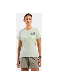 Koszulka damska Odlo ESSENTIAL PRINT T-shirt crew neck s/s. Kolor: zielony. Wzór: nadruk