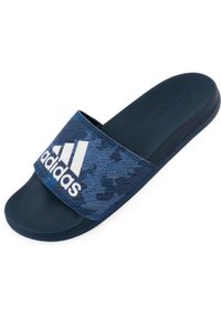 Adidas - Adilette Shower Navy klapki męskie rozmiar 42. Kolor: szary, niebieski, wielokolorowy. Materiał: materiał, syntetyk, guma. Wzór: moro. Sezon: lato #1