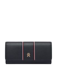 TOMMY HILFIGER - Tommy Hilfiger Portfel Th Icon Lrg Flap Wallet Corp AW0AW18656 Granatowy. Kolor: niebieski. Materiał: skóra #1