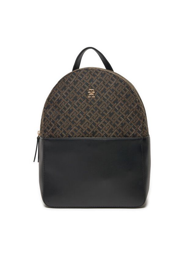 TOMMY HILFIGER - Tommy Hilfiger Plecak Th Jacquard Backpack AW0AW17074 Czarny. Kolor: czarny. Materiał: skóra