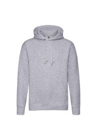 FRUIT OF THE LOOM - Męska Bluza Z Kapturem Premium. Typ kołnierza: kaptur. Kolor: szary