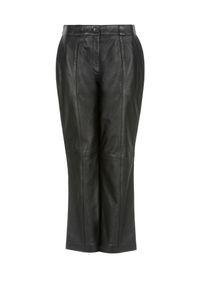 Ochnik - Szerokie spodnie skórzane damskie. Kolor: czarny. Materiał: skóra. Długość: krótkie #3