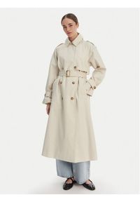 TOMMY HILFIGER - Tommy Hilfiger Trencz WW0WW50627 Écru Oversize. Kolor: kremowy. Materiał: bawełna #1