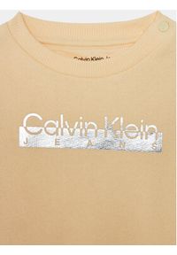 Calvin Klein Jeans Sukienka dzianinowa Hero Logo IN0IN00153 Żółty Regular Fit. Kolor: żółty. Materiał: bawełna #3