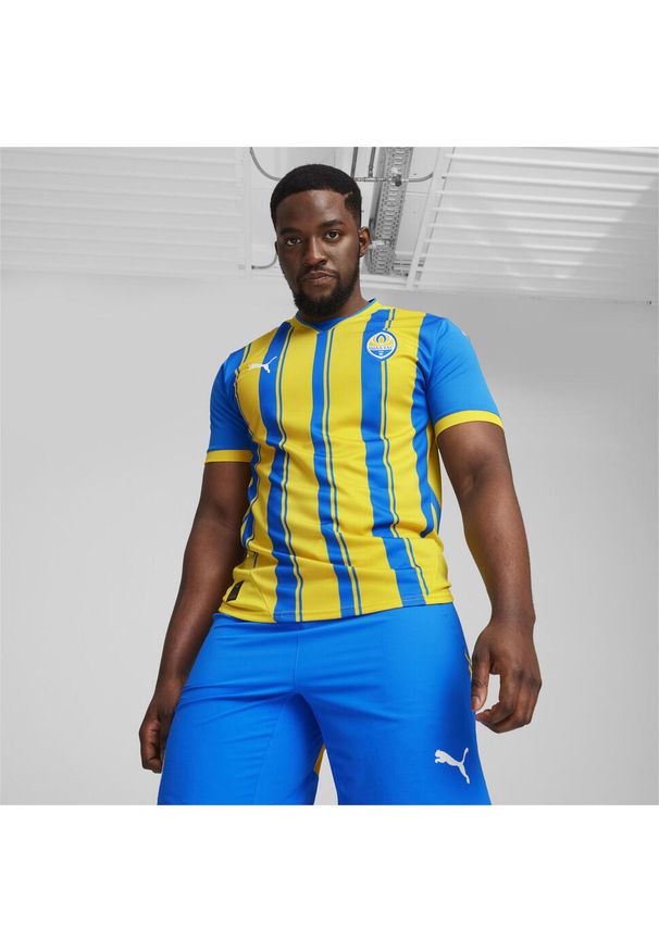 Puma - Męska koszulka FC Shakhtar Donetsk 24/25 PUMA Racing Blue Faster Yellow. Kolor: niebieski, wielokolorowy, żółty. Sport: piłka nożna
