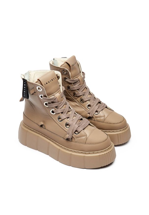 Inuikii - Sneakersy damskie INUIKII LEATHER MATILDA. Okazja: do pracy, na spacer, na co dzień. Kolor: brązowy. Sport: turystyka piesza