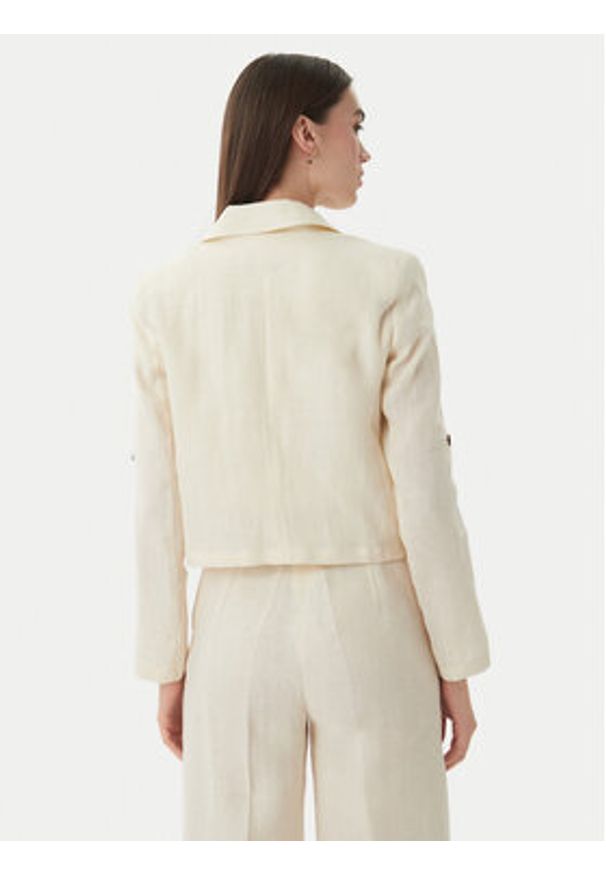 Marella Marynarka Papiro 2615041042 Écru Regular Fit. Kolor: kremowy. Materiał: len
