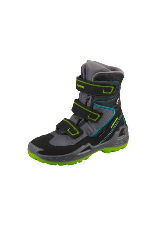 Buty trekkingowe dla dzieci Lowa Milo Gtx HI. Zapięcie: rzepy. Kolor: wielokolorowy, szary. Materiał: materiał, syntetyk, tkanina. Szerokość cholewki: normalna