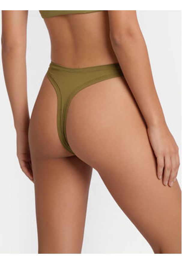 TOMMY HILFIGER - Tommy Hilfiger Stringi UW0UW06046 Khaki. Kolor: brązowy. Materiał: syntetyk