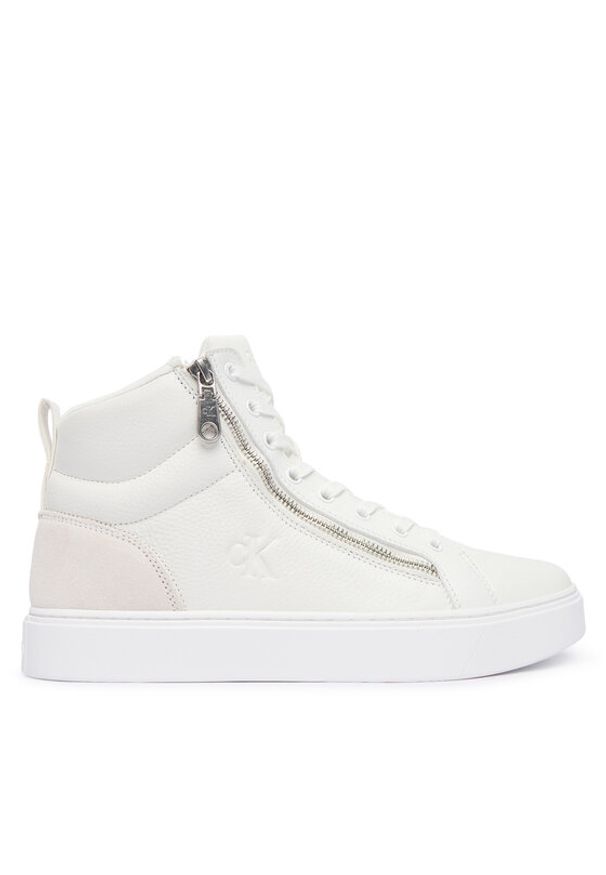 Calvin Klein Sneakersy Classic Cup Mid Laceup Zip Lth YM0YM01428 Biały. Kolor: biały. Materiał: skóra